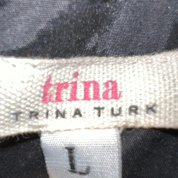 Trina Turk Sheila Chevron Print Sleeveless‎ Dress Black White Size Large - Picture 8 of 9